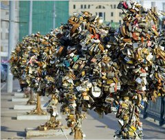 На Лужковом мосту выросли новые «Деревья любви» На Лужковом мосту выросли новые «Деревья любви»